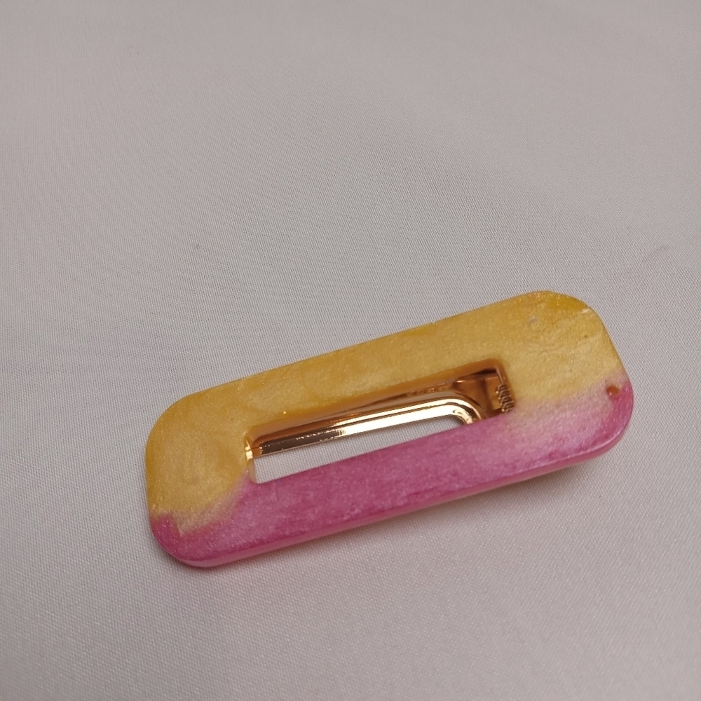 5/$25 Handcrafted Pink and Yellow Hair Clip